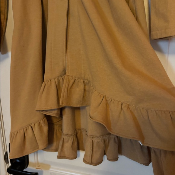 PAPER LACE Tan Coat with Black Floral Embroidery. 100% Cotton. Size Small. - Picture 4 of 7